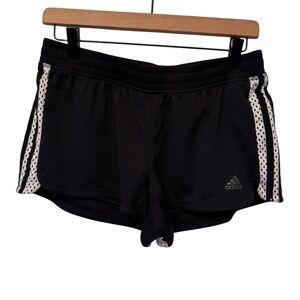 Adidas Women's Climalite Black Athletic Shorts with White Stripes - Medium